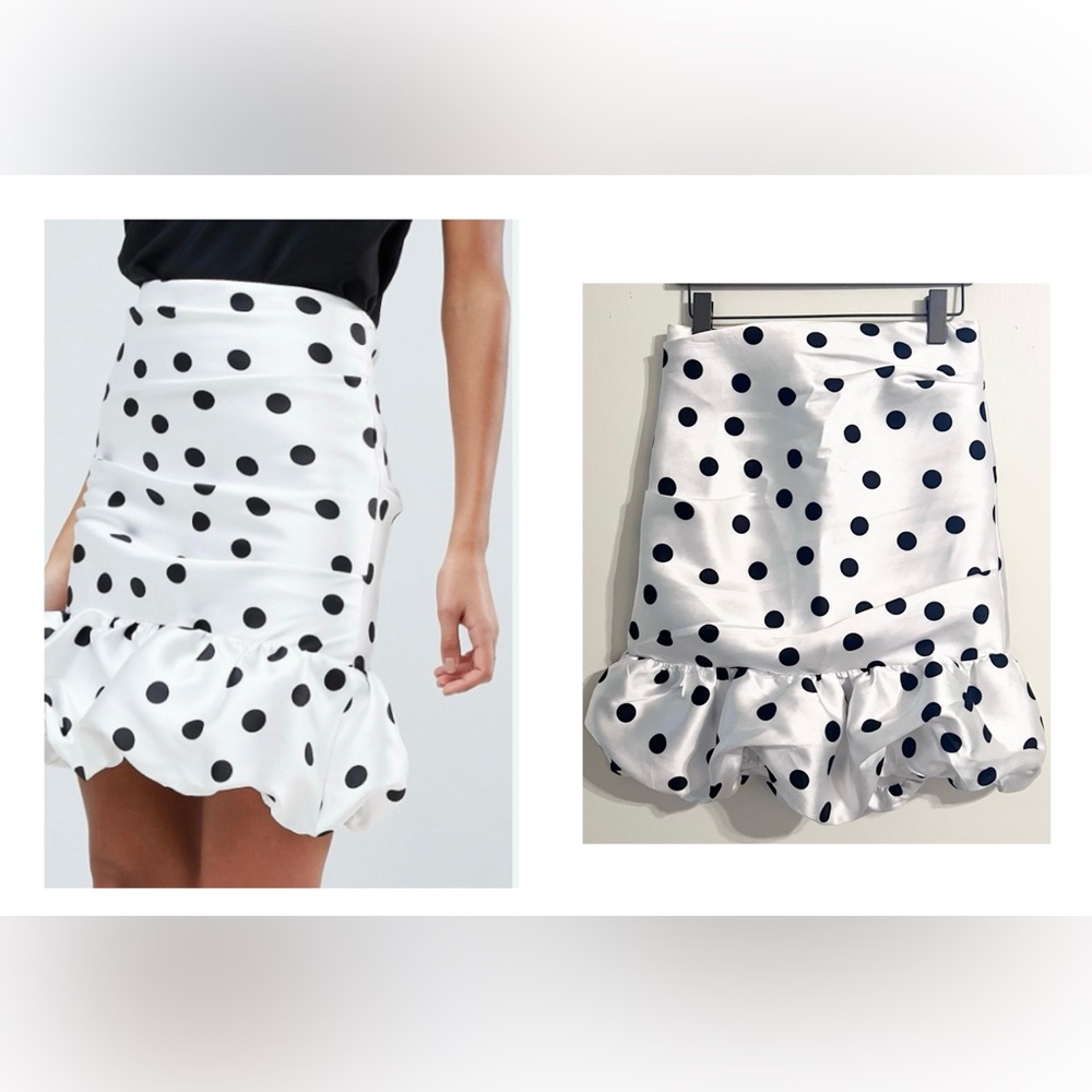 ASOS NWT High Waisted Mini Puffball Polka Dot Skirt Playful Elegant Whimsical